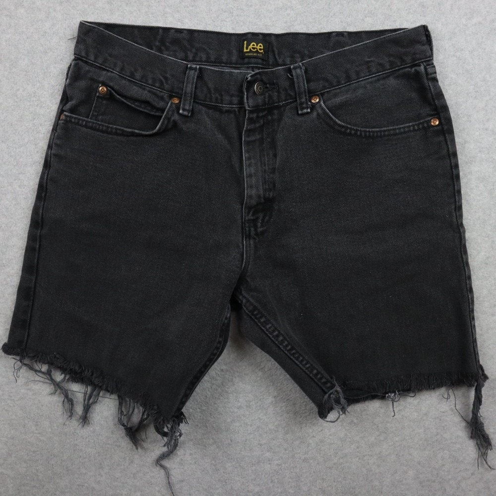 Lee Jean Shorts Mens 34 Regular Fit Cut-Off‎ Casual 5-Pocket Cotton Denim Black